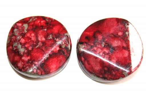 Perline Acrilico Rosso Pasticca Sfaccettata 25mm - 6pz