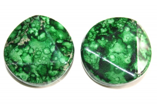 Green Acrylic Beads Faceted Tablet 25mm - 6pcs