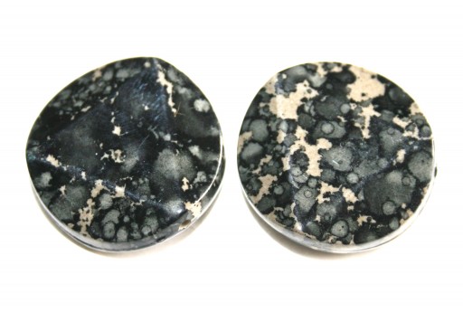 Black Acrylic Beads Faceted Tablet 25mm - 6pcs