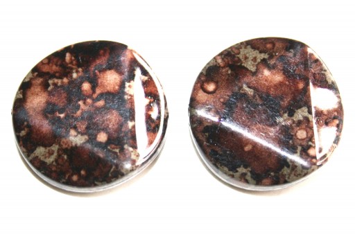 Brown Acrylic Beads Faceted Tablet 25mm - 6pcs