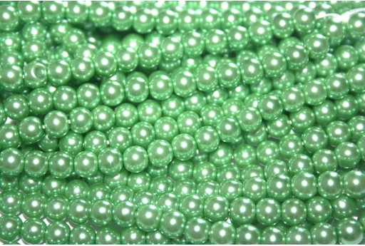 Perle Vetro Cerato Verde Lime Tondo 10mm - 42pz