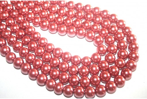 Perle Vetro Cerato Rosa Antico Tondo 10mm - 42pz
