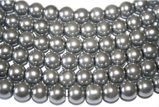 Glass Pearls Strand Grey 10mm - 42pcs