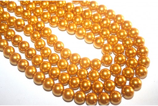 Glass Pearls Strand Golden 10mm - 42pcs