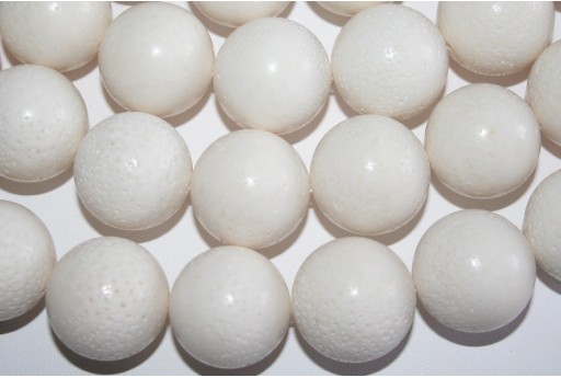 Pietre Dure Corallo Spugna Bianco Tondo 24mm - 4pz