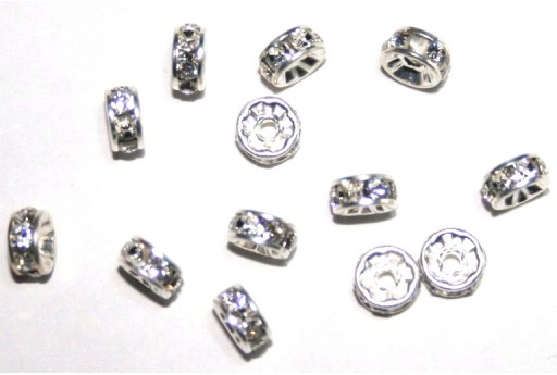 Swarovski 77505 Silver Crystal Rhinestone Rondelle 5mm - 2pcs