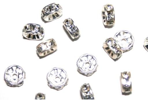 Swarovski 77505 Silver Crystal Rhinestone Rondelle 6mm - 2pcs