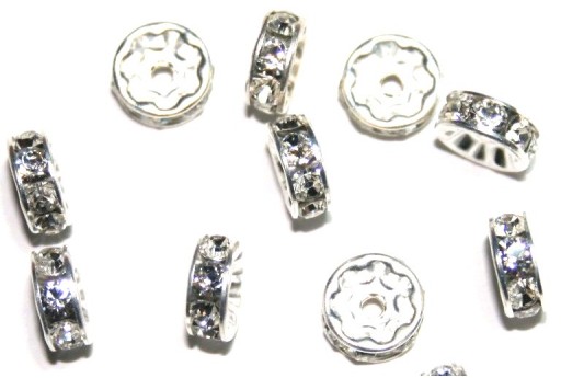 Swarovski 77505 Silver Crystal Rhinestone Rondelle 8mm - 2pcs
