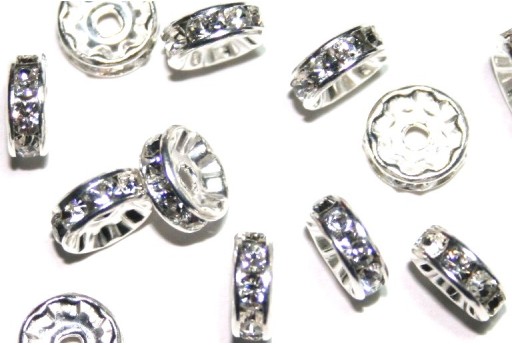 Swarovski 77505 Silver Crystal Rhinestone Rondelle 9mm - 2pcs
