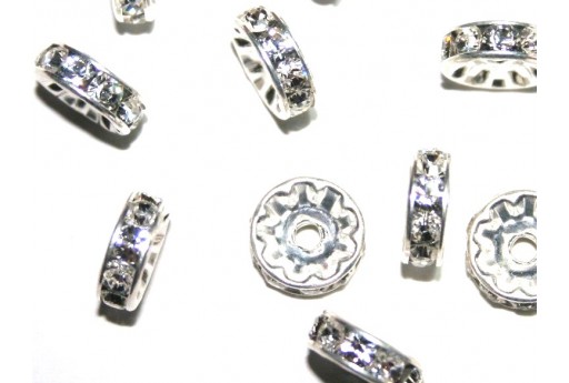 Rondelle Strass Swarovski 77505 Silver Crystal 10mm - 2pz