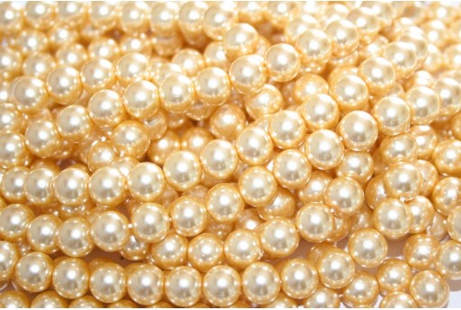 Glass Pearls Strands Gold 8mm - 52pcs