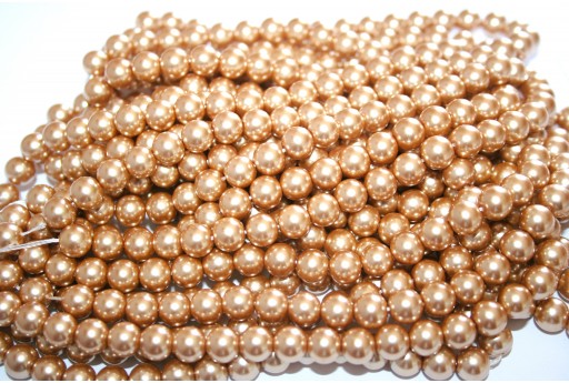 Glass Pearls Strand Bronze 8mm - 52pcs