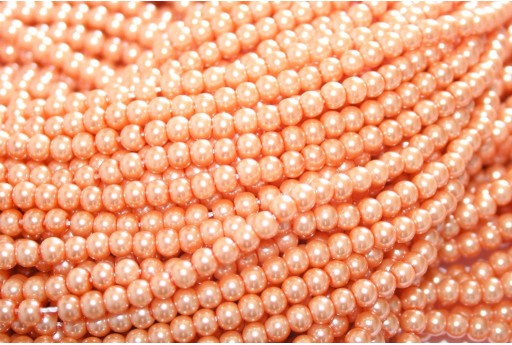 Glass Pearls Strand Peach 8mm - 52pcs