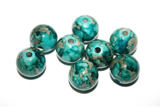 Perline Acrilico Fantasia Turchese Tondo 16mm - 10pz