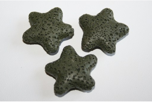 Pietre Lava Verde Scuro Stelle 24mm - 2pz