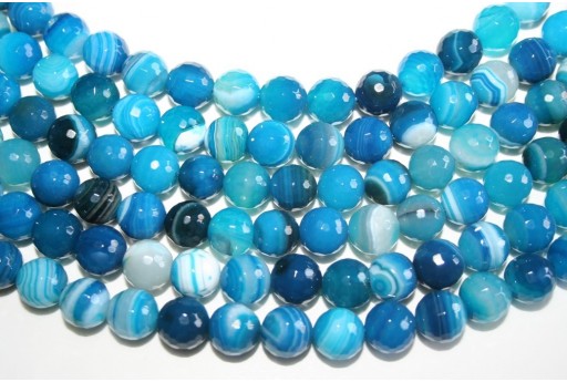 Pietre Agata Striata Blue Sfera Sfaccettata 10mm - 4pz