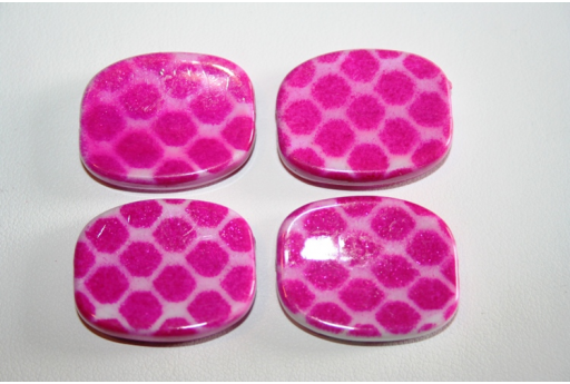 Perline Acrilico Fuchsia Rettangolo 26x21mm - 10pz