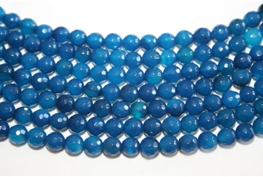 Agate Beads Blue Faceted Sphere 6mm - 60pcs