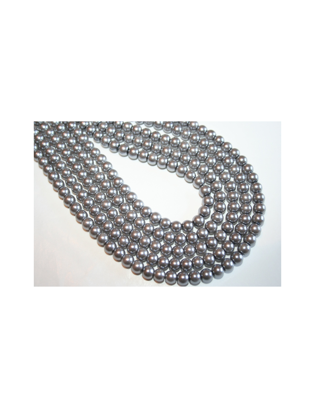 Glass Beads Silver Grey Sphere 6mm - Filo 68pz - Perlinebijoux.com