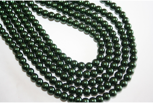 Perline Vetro Verde Scuro 6mm - Filo 68pz