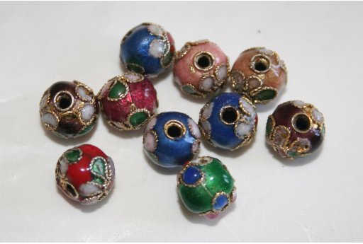 Perline Cloisonne Mix Color Sfera 8mm - 5pz