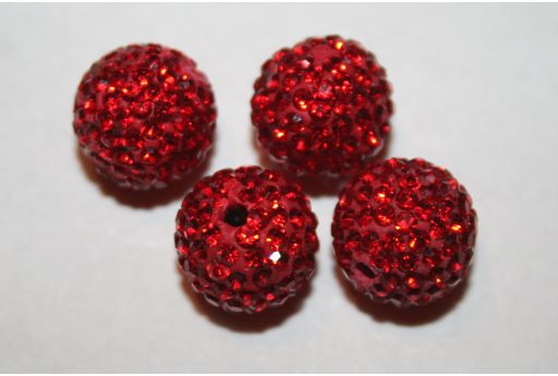 Perlina Strass Resina Rossa Sfera 12mm RE01B