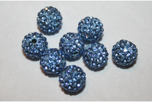 Perlina Strass Resina Azzurra Sfera 8mm RE087