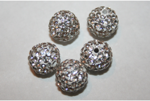 Perlina Strass Resina Bianca Sfera 10mm RE04