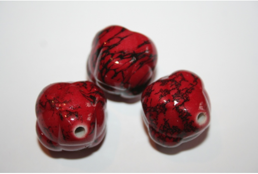 Perline Acrilico Rosso Sfera Bombata 23mm - 6Pz