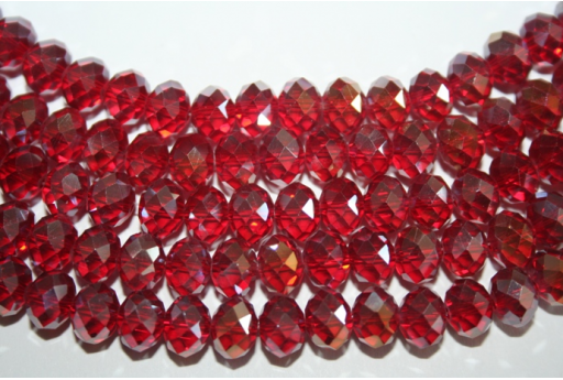 Chinese Crystal Beads Faceted Rondelle Red AB 8X6mm - 70pcs