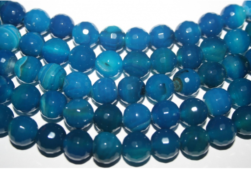 Agate Beads Blue Faceted Sphere 12mm - 32pcs