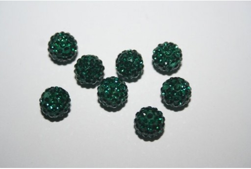 Perlina Pave' Verde Smeraldo Sfera 8mm RE0802