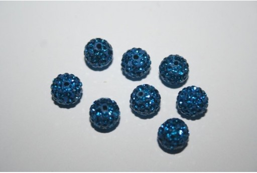 Perlina Pave' Blue Sfera 8mm, 2pz., RE0808