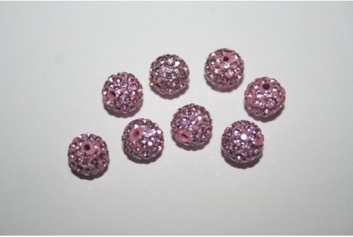 Perlina Pave' Rosa Sfera 8mm RE0819