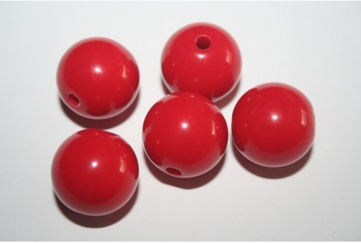 Perline Acrilico Rosso Sfera 16mm - 20pz