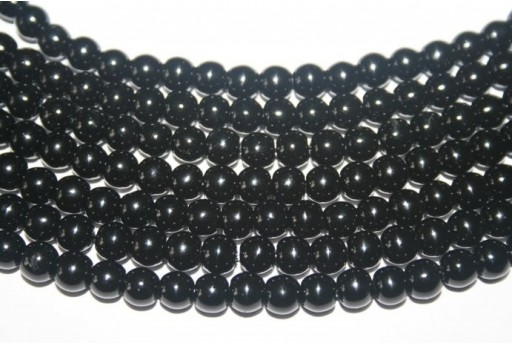 Perline Vetro Nero Sfera 6mm - Filo 68pz