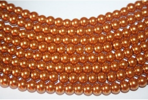 Perline Vetro Bronzo Sfera 6mm - Filo 68pz