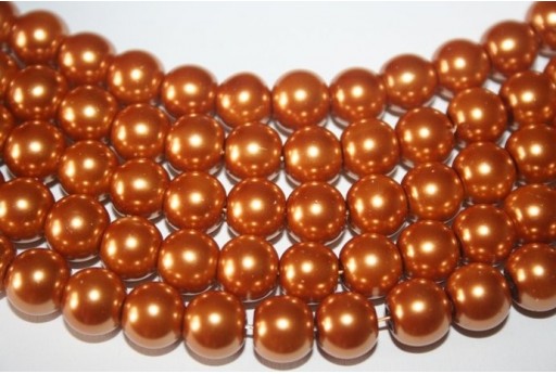 Perline Vetro Bronzo Sfera 10mm - Filo 44pz