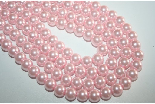 Perline Vetro Rosa Sfera 10mm - Filo 44pz