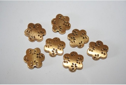 Fiori Argento Tibetano Colore Oro 13,5x13mm - 4pz