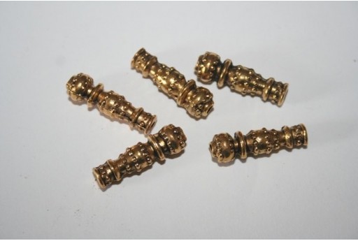 Tubi Argento Tibetano Colore Oro 22,5x7mm - 4pz