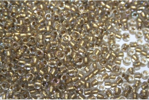 Perline Toho Rocailles 6/0, 10gr., Inside-Color Crystal/Gold Lined Col.262