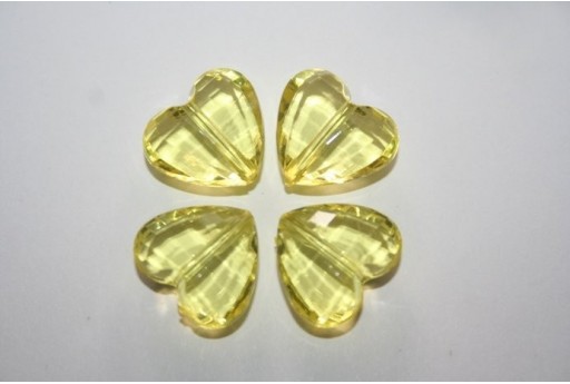 Perline Acrilico Trasparente Giallo Cuore 18x16mm - 12pz