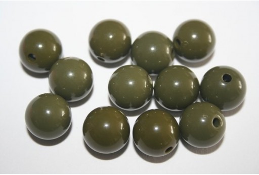 Perline Acrilico Verde Scuro Sfera 12mm - 30pz