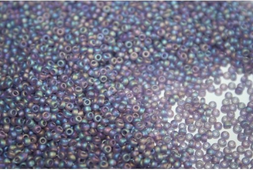 Perline Toho Round Rocailles 11/0, 10gr. Trans-Rainbow-Frosted Lt. Tanzanite Col.166DF