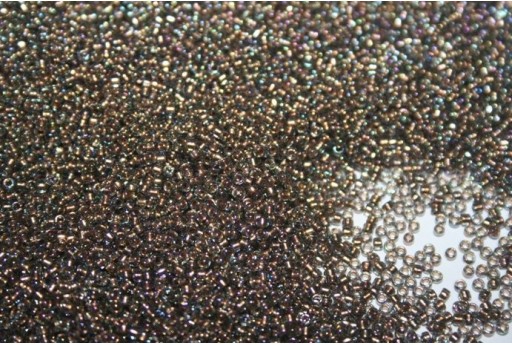 Perline Toho Round Rocailles 15/0, 10gr. Gold-Lined Rainbow Black Diamond