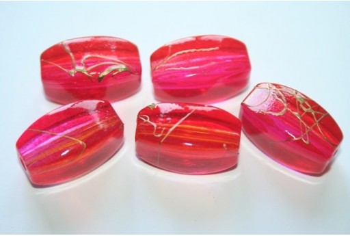 Perline Acrilico Rosso/Fuchsia Ovale 4 Facce 24x13mm - 10pz