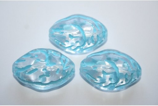 Perline Acrilico Crystal/Aquamarine Ovale 31x21mm - 8Pz