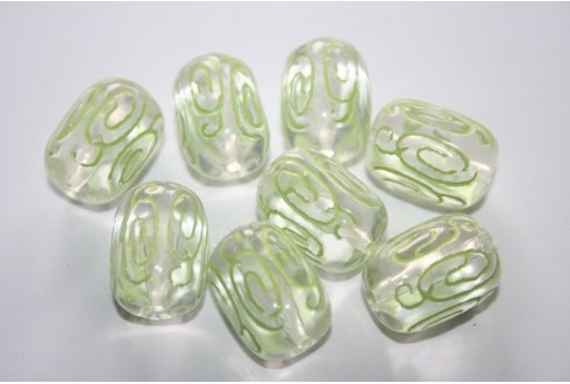 Perline Acrilico Crystal/Verde Ovale 18x13mm - 10pz
