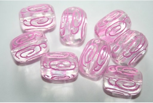 Perline Acrilico Crystal/Fuchsia Ovale 18x13mm - 10pz